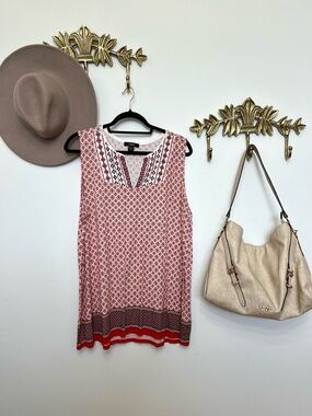 Dalia Red Pink Printed Sleeveless Tunic xxl ptp 25”
